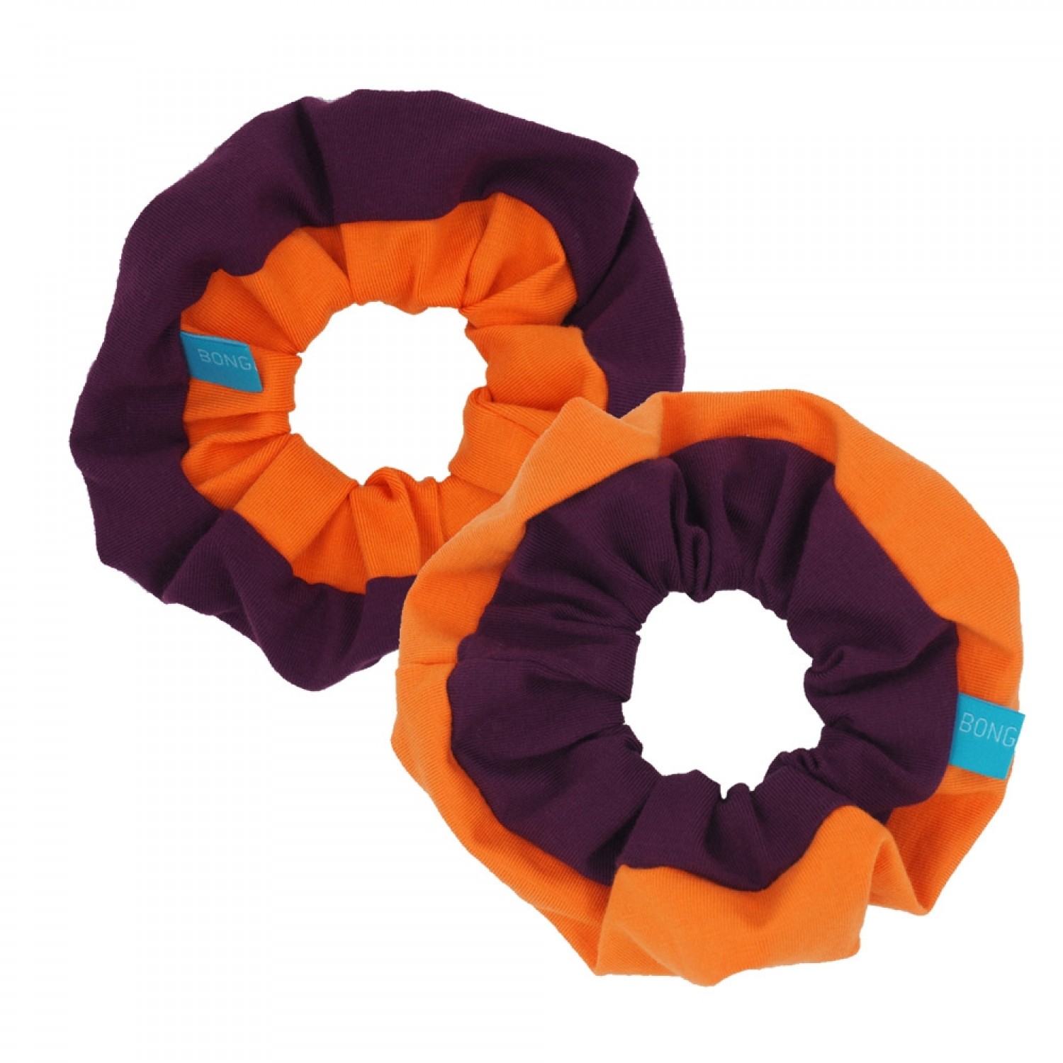Zweifarbige Scrunchies Bio-Baumwoll-Jersey Aubergine/Orange » bingabonga