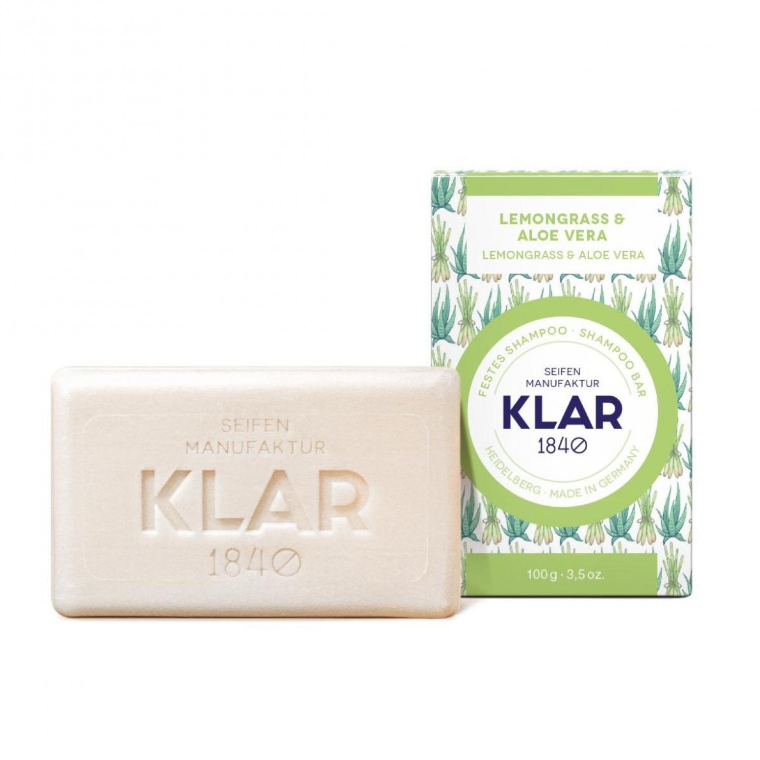 Klar’s Feste vegane Shampoo-Seife Lemongras Aloe Vera