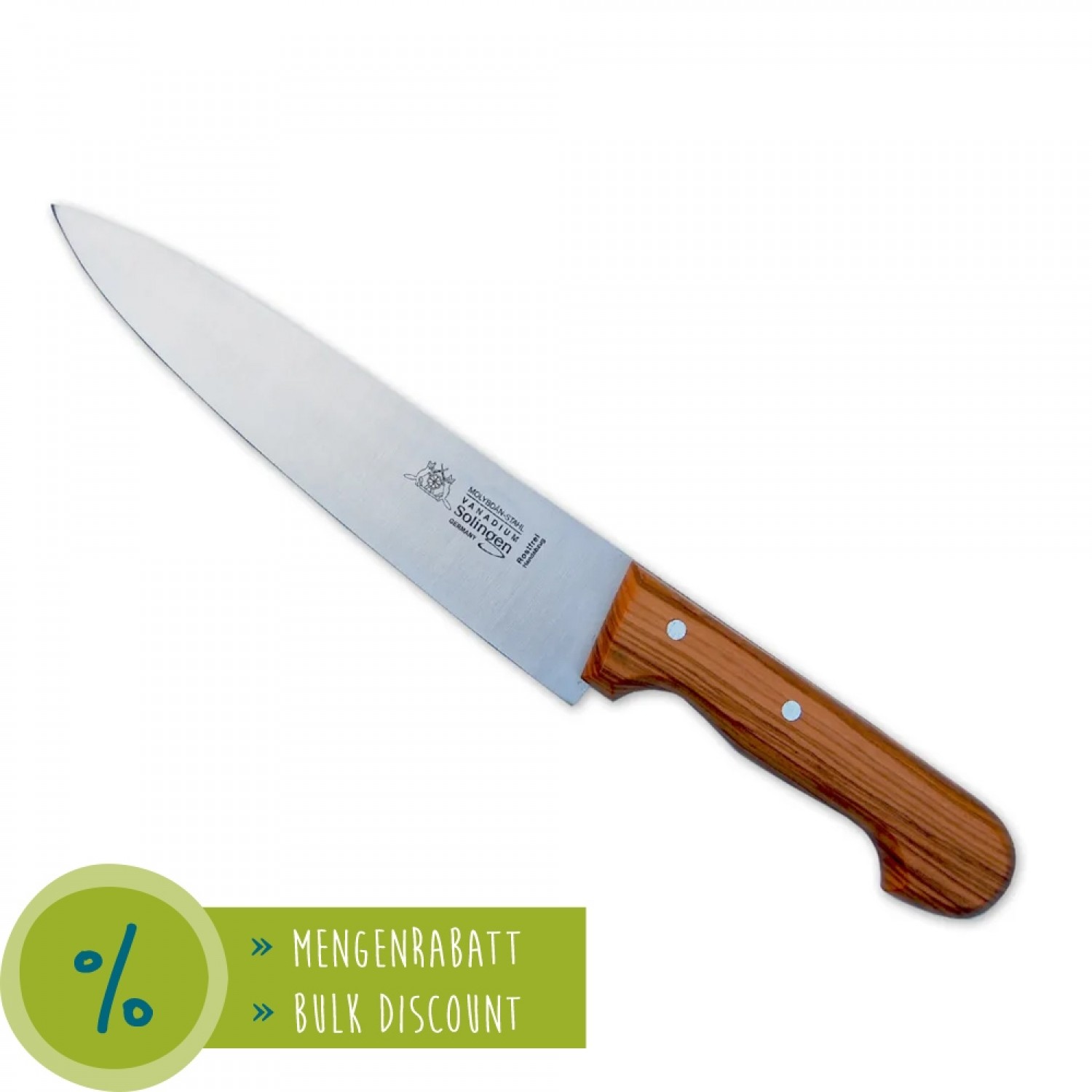 Öko Küchenmesser mit Olivenholz Griff & Schwertkrone Klinge » D.O.M. 
