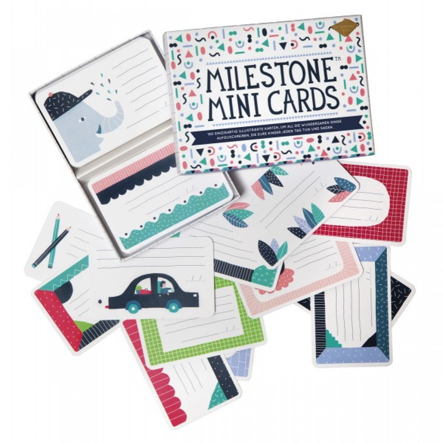 Milestone Mini Cards Box in Deutsch auf Öko Papier