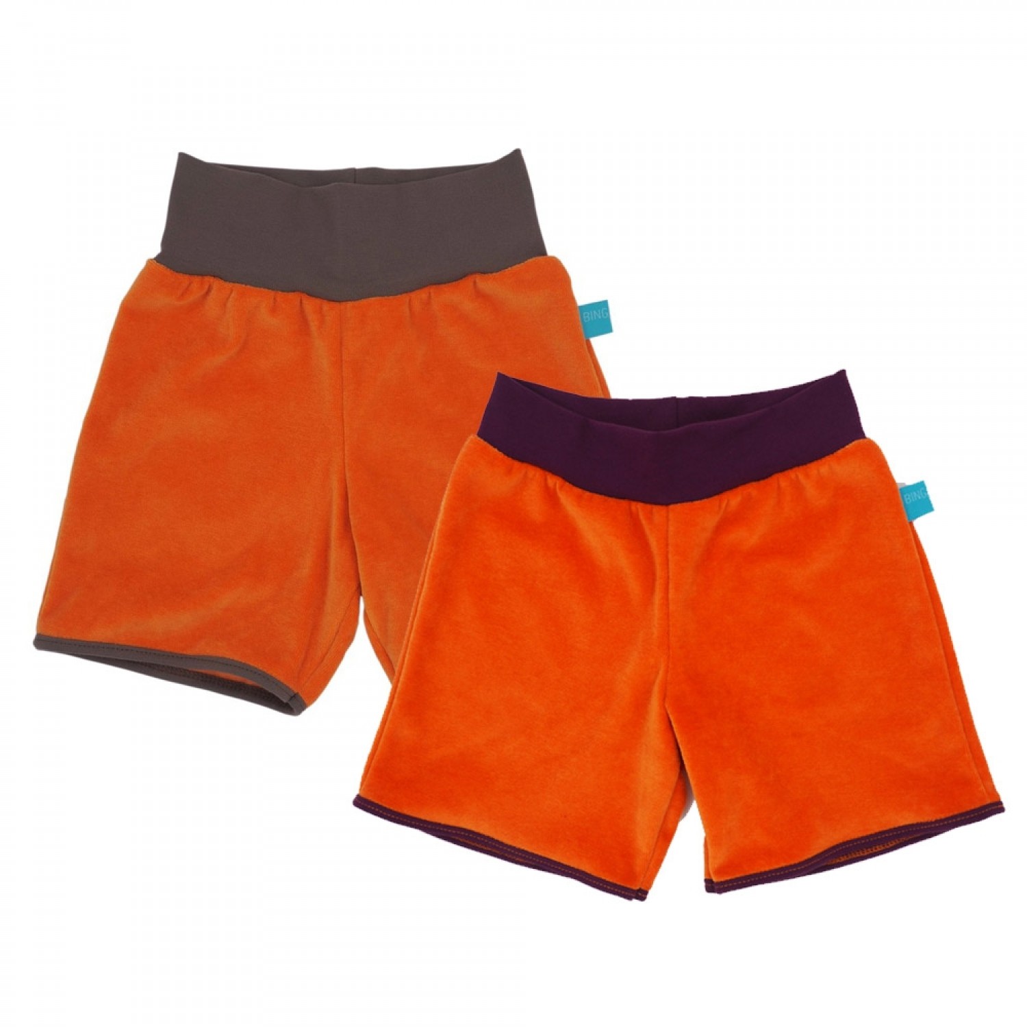 Bio-Nicki Shorts Orange mit Kontrastbund » bingabonga