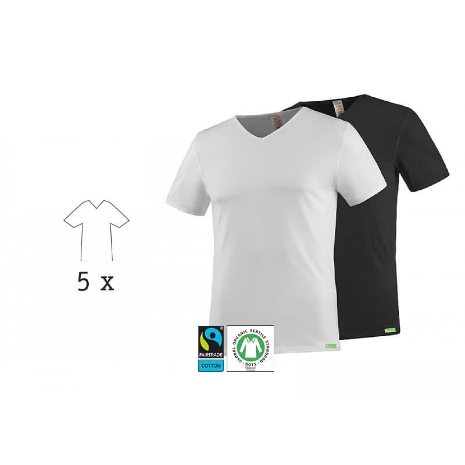 kleiderhelden SoulShirt Bio fairtrade T-Shirt, V-Neck (5 St.)