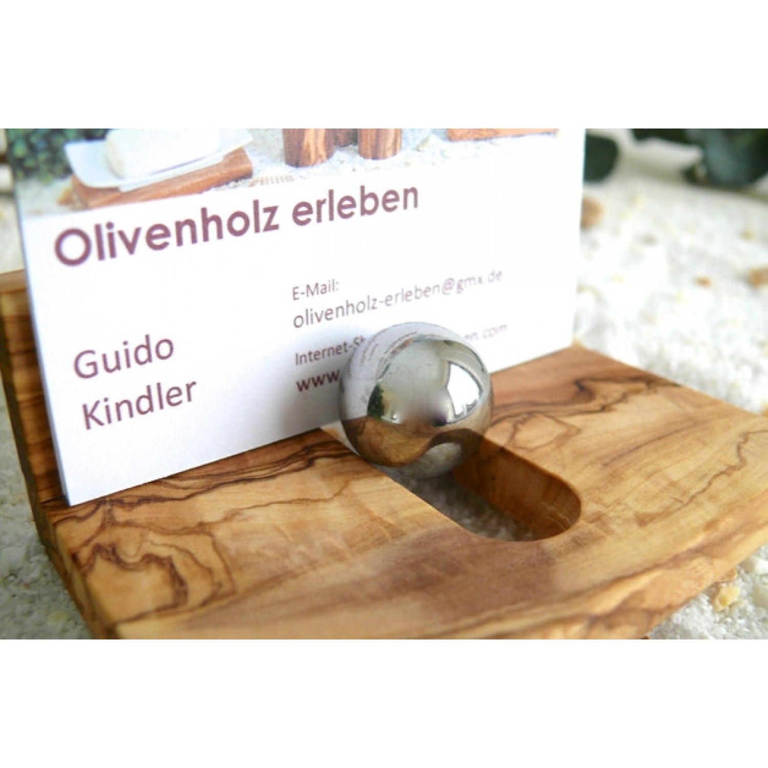 Visitenkartenständer aus Olivenholz | Olivenholz erleben