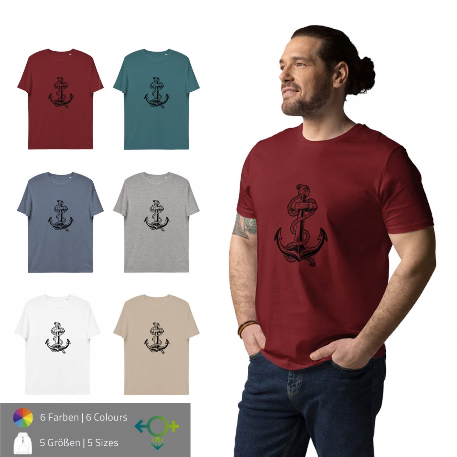 Anker Print Unisex T-Shirt Bio-Baumwolle » earlyfish