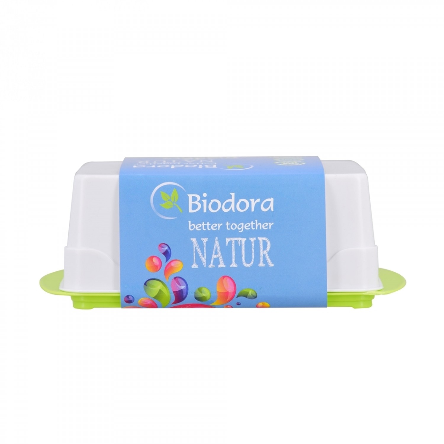 Biokunststoff Butterdose Grün/Weiß » Biodora