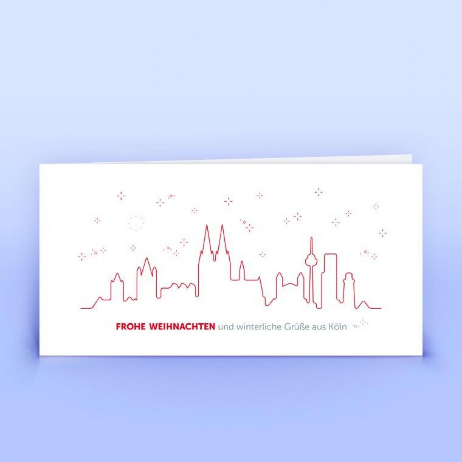 Öko Weihnachtskarte Köln Silhouette rot » eco-cards