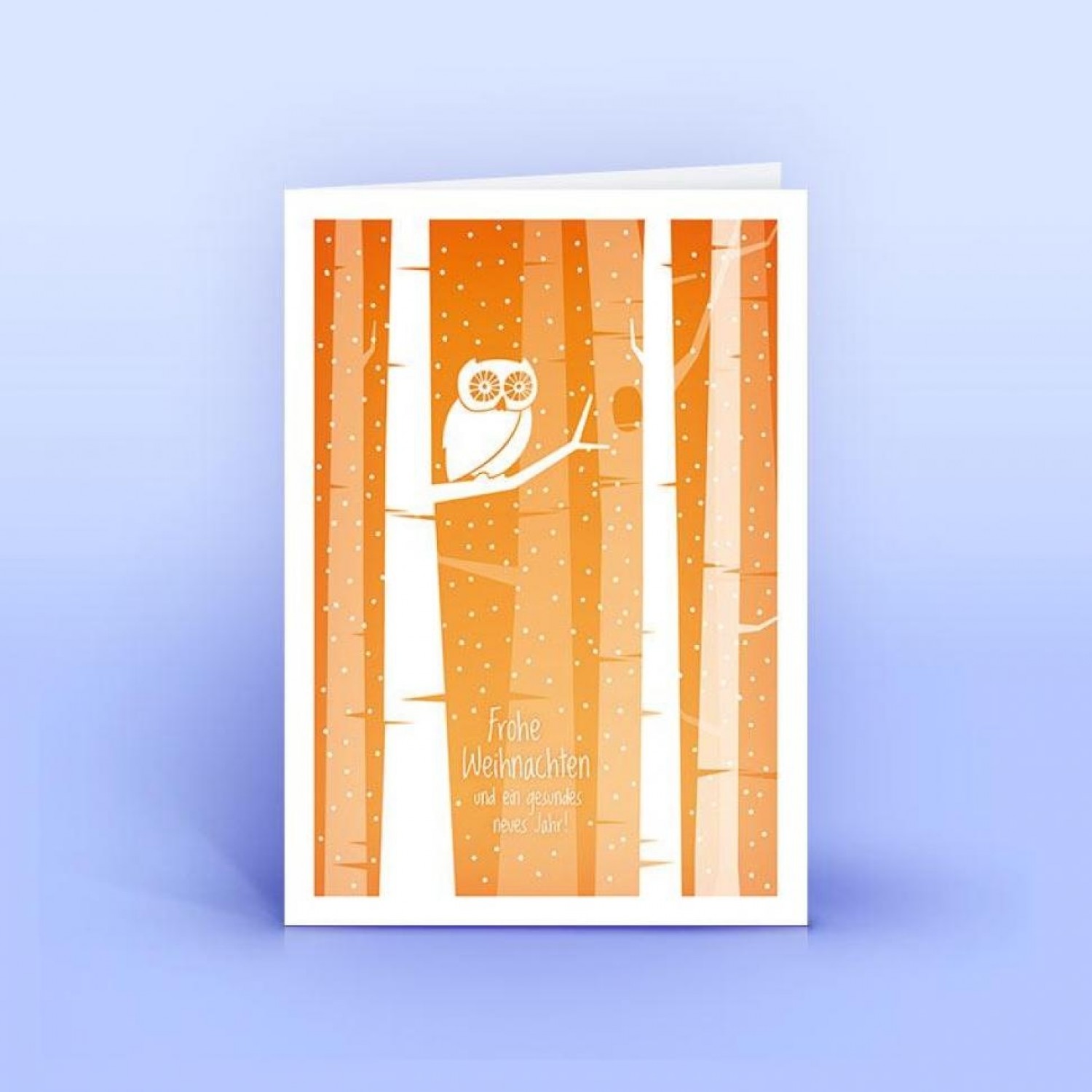 Öko Weihnachtskarte Eule im Wald orange » eco cards