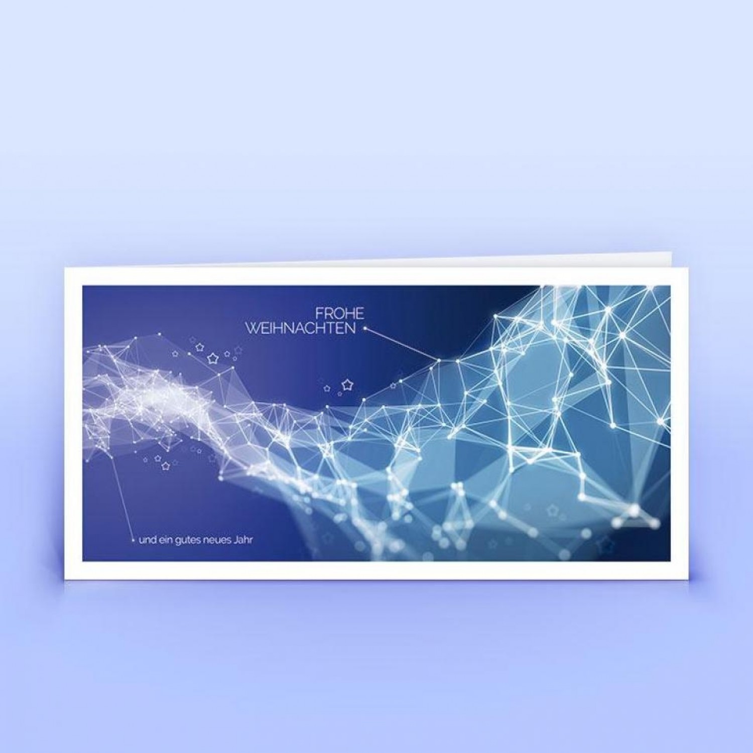 Blaue Weihnachtskarte abstraktes Linien-Netzwerk » eco-cards