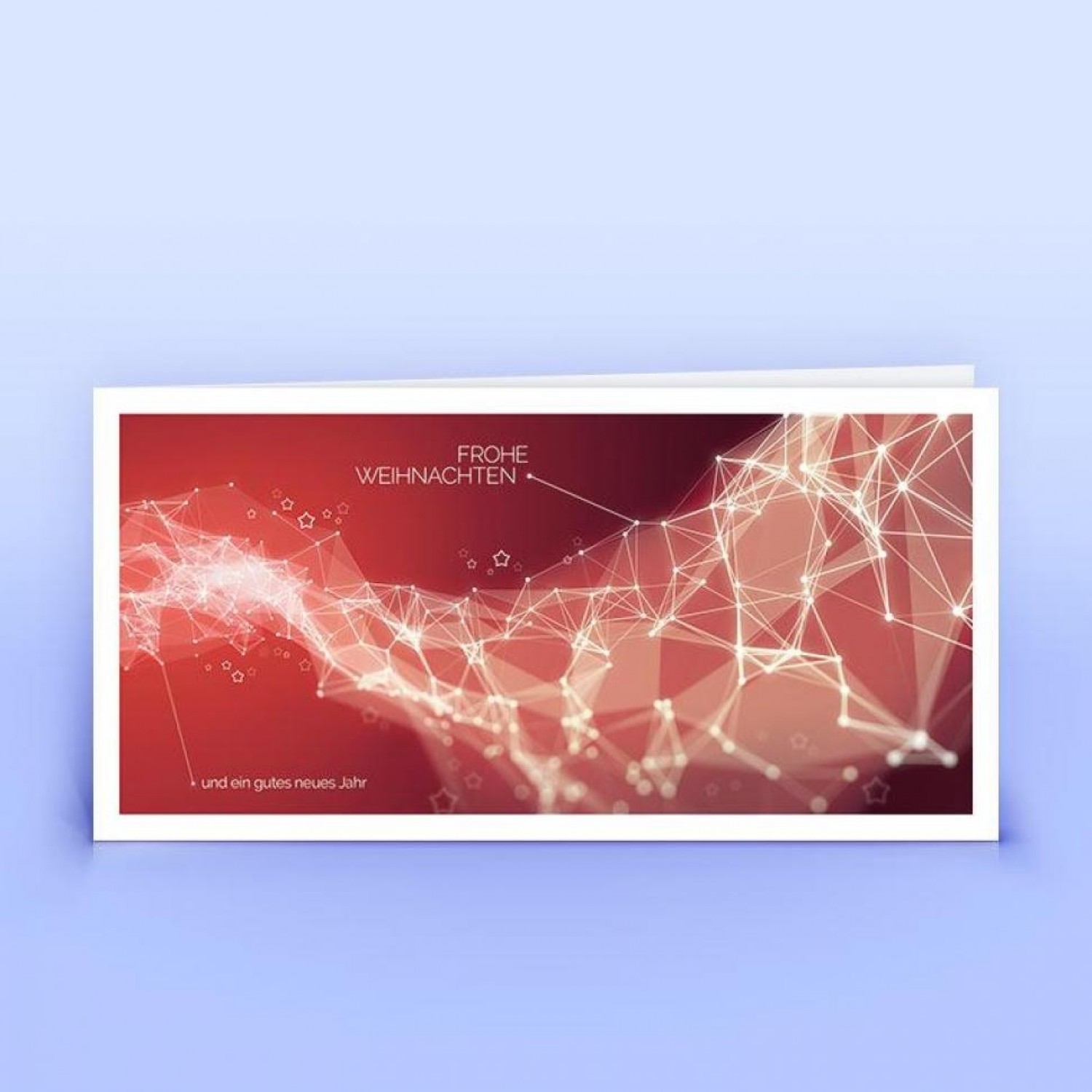 Rote Weihnachtskarte abstraktes Linien-Netzwerk » eco-cards