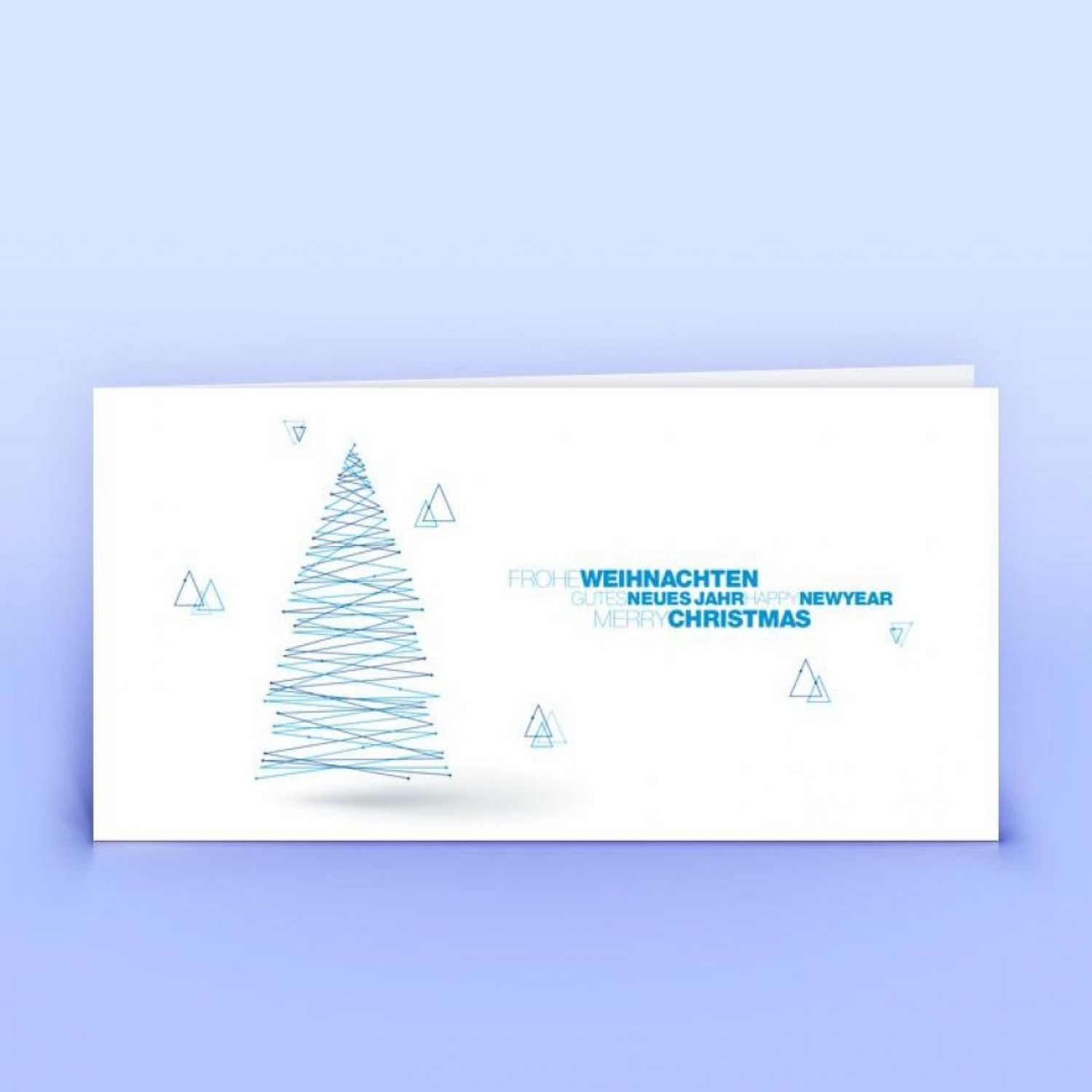 eco-cards Weihnachtskarte Linienbaum blau