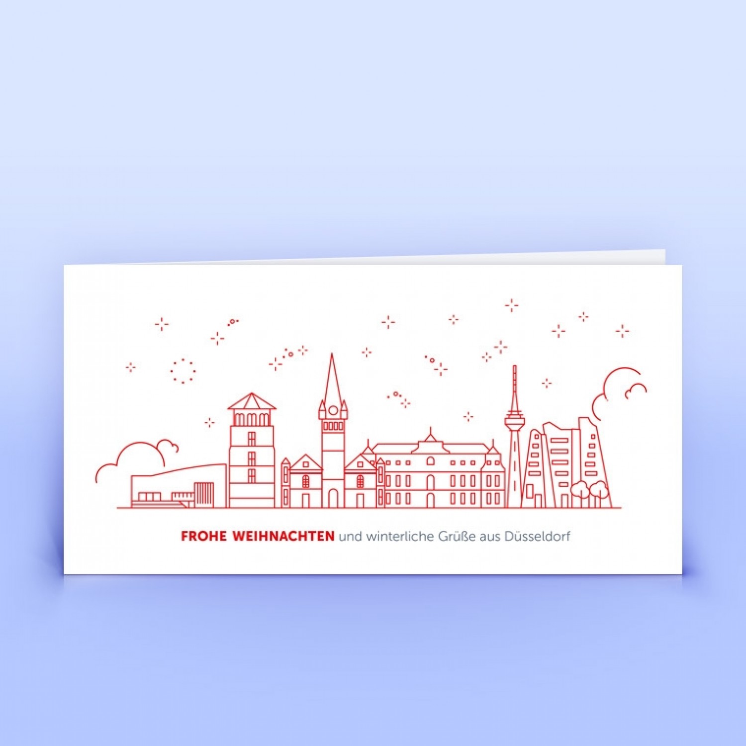 Öko Weihnachtskarte Düsseldorfer Skyline Rot » eco-cards