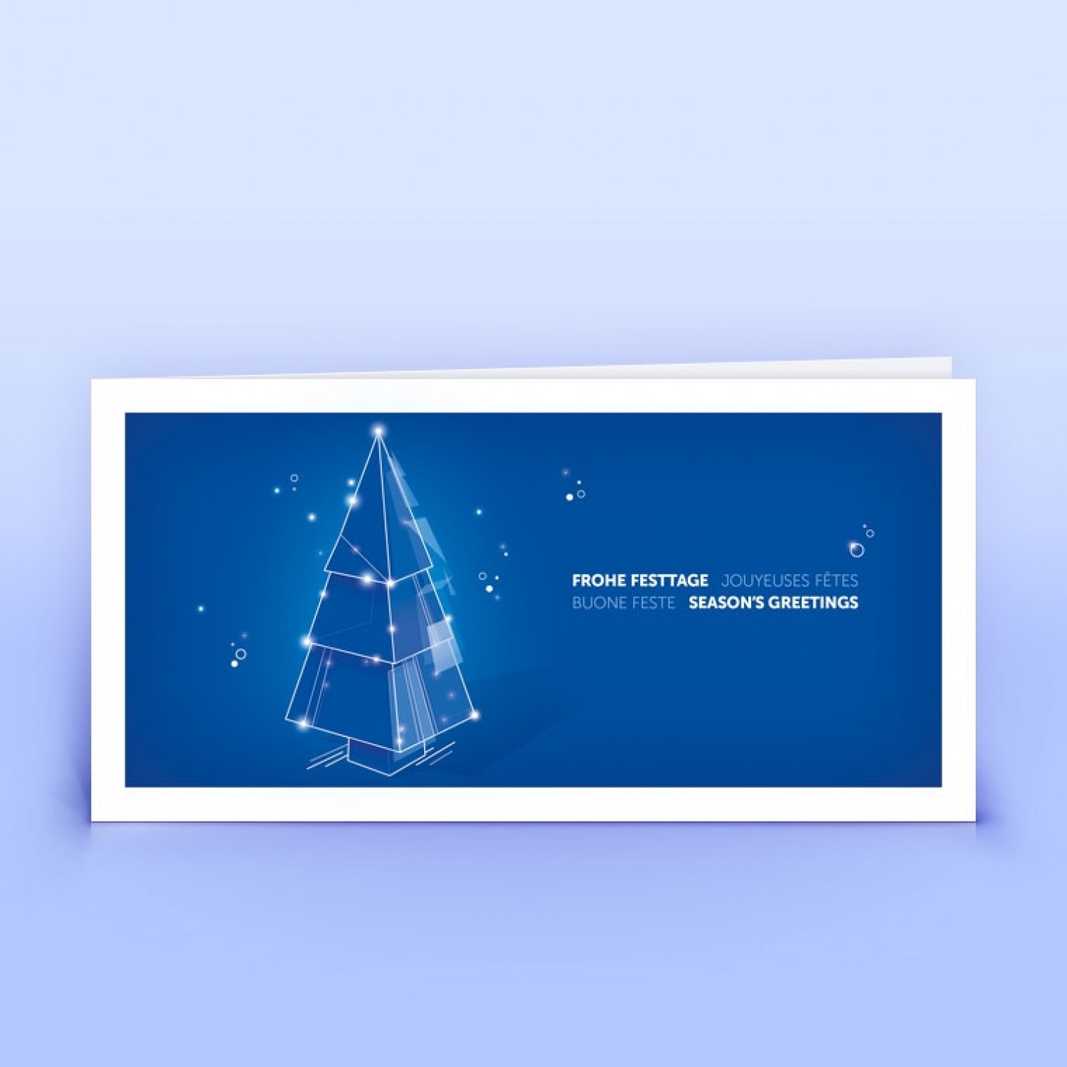 Blaue Weihnachtskarte Funkelnder 3-D Weihnachtsbaum » eco-cards