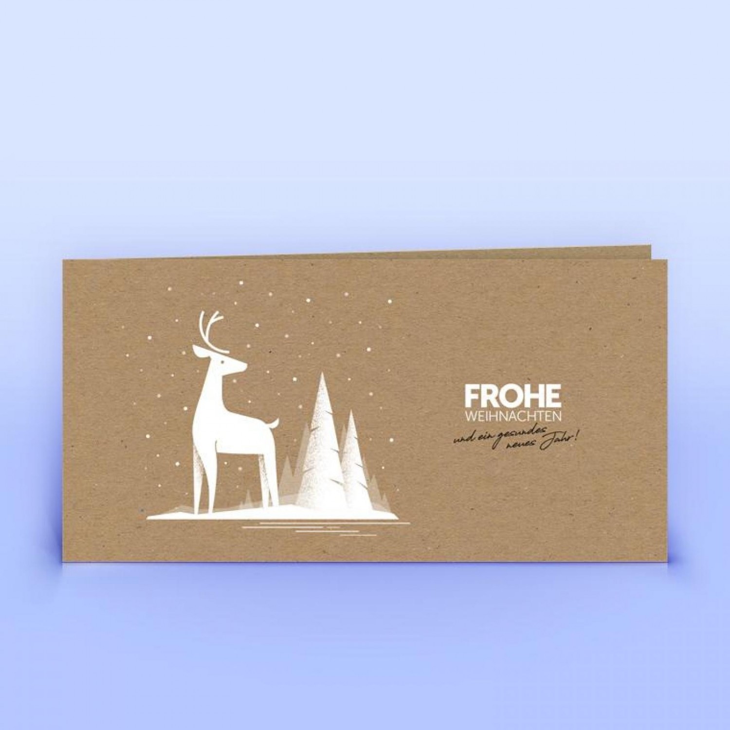eco-cards Weihnachtskarte mit Hirsch & Tannen auf Naturpapier