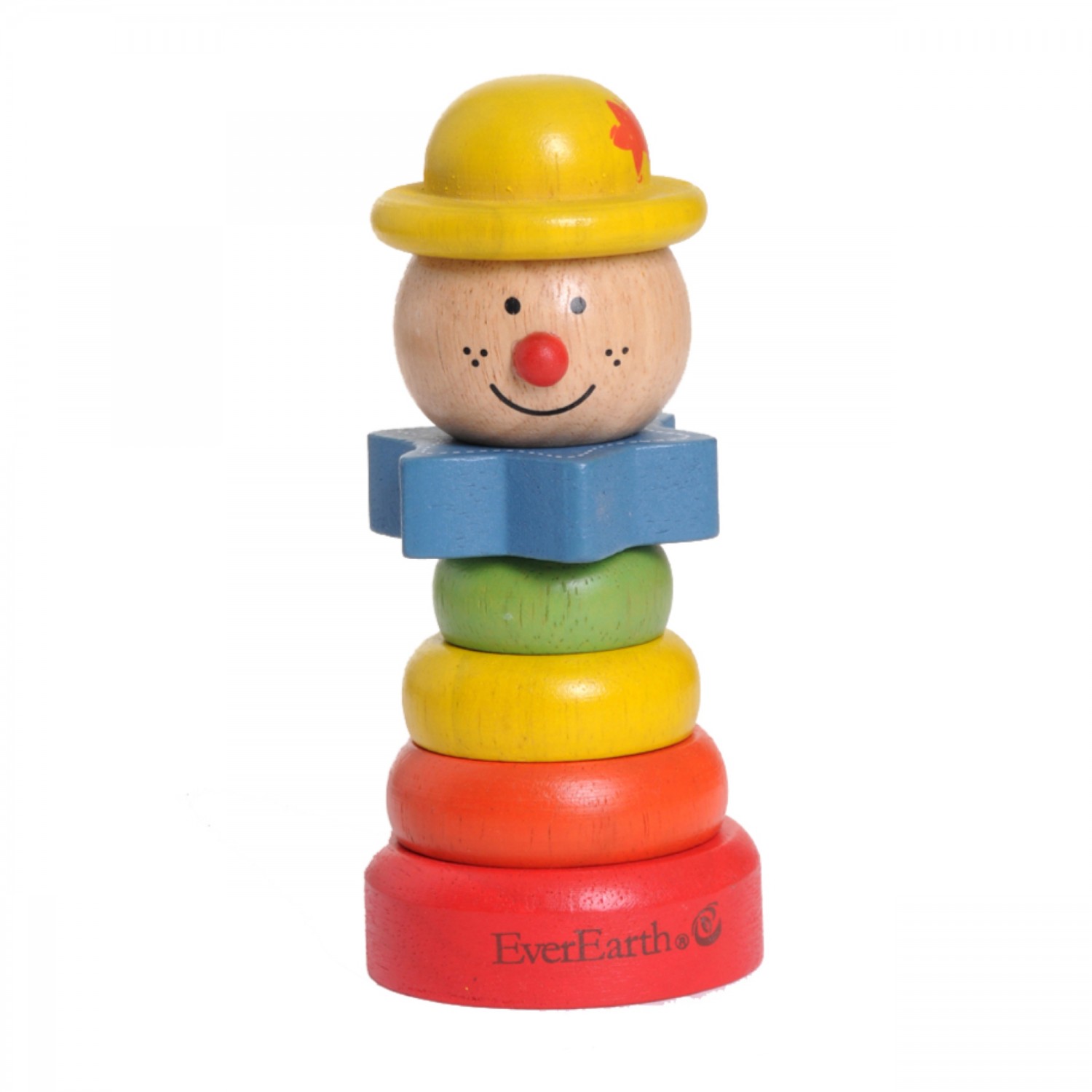 EverEarth - Clown mit gelbem Hut – Stapelspielzeug aus FSC Holz