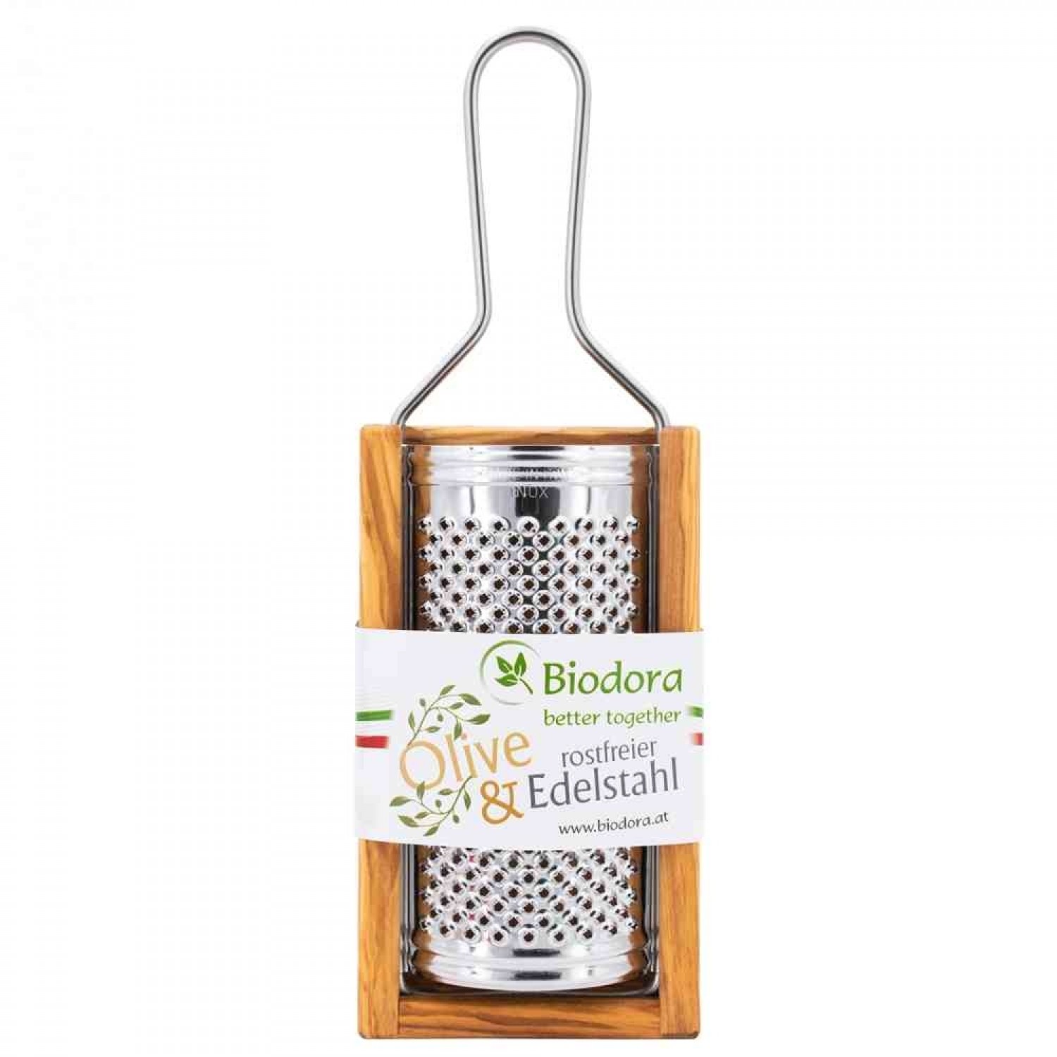 Biodora Käsereibe mit Auffangbehälter aus Olivenholz