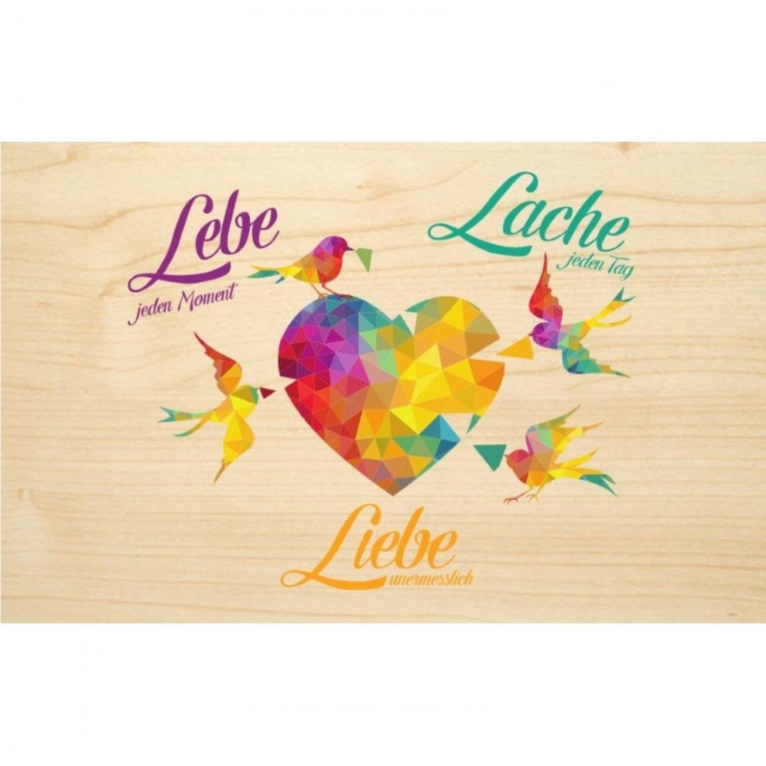Lebe - Lache - Liebe Holzkarte - PEFC Buchenholz | Biodora
