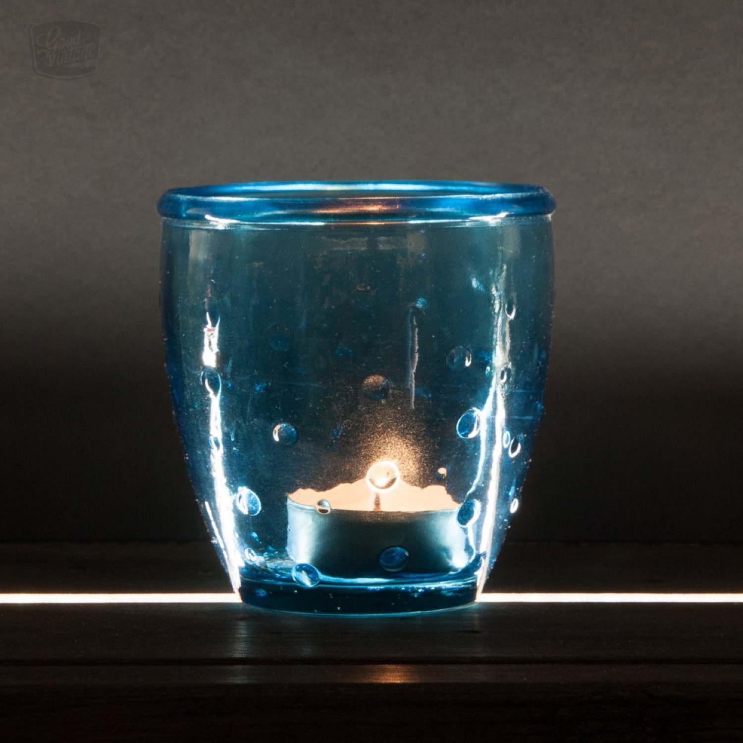 Teelichtglas 'Feeling' Recyclingglas blau | VSanmiguel