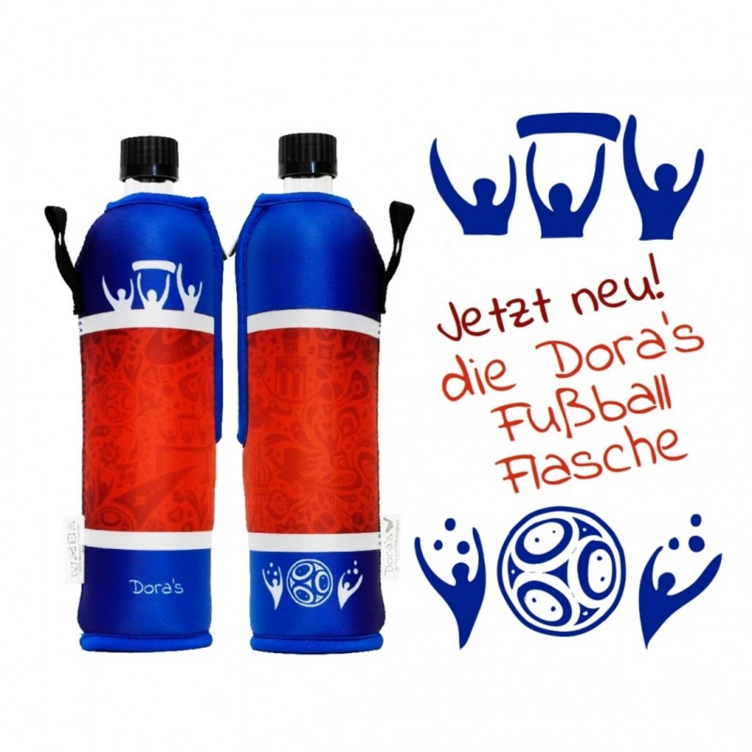 Fußballflasche – Glasflasche mit Neoprenbezug | Dora‘s