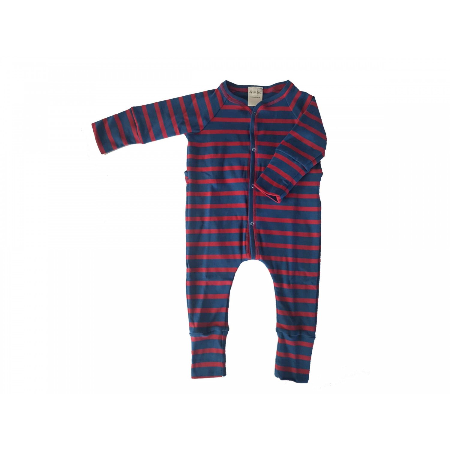 Ulalue Bio Baby Schlafanzug rot-blau Strampler