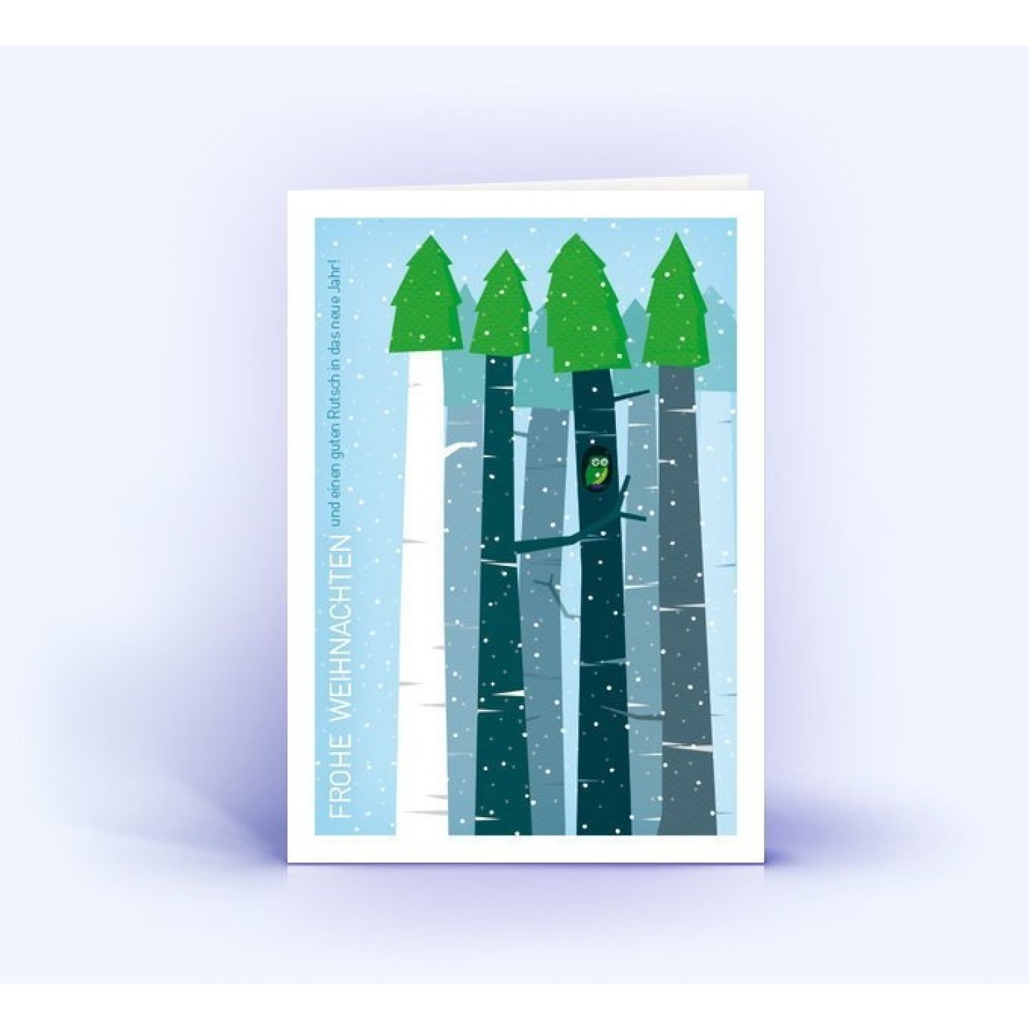 Weihnachtswald mit Eule - Eco Weihnachtskarten | eco-cards-shop
