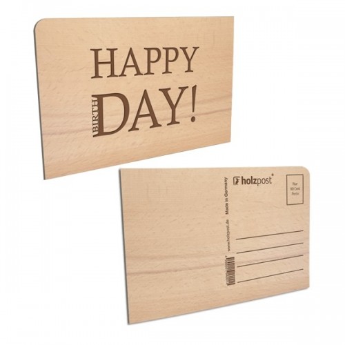 Postkarte aus Holz – HAPPY DAY