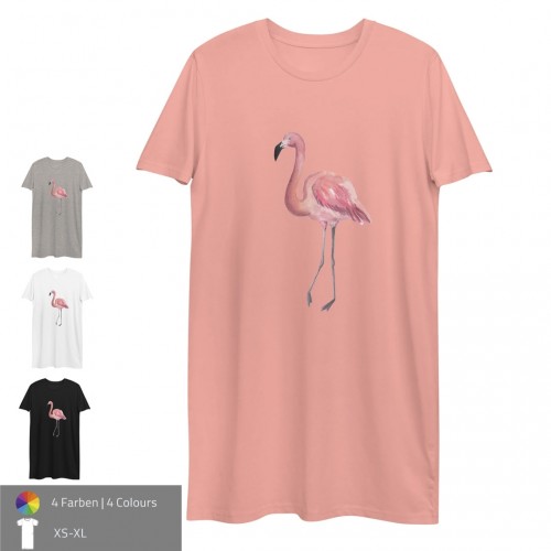 Flamingo Print T-Shirt Kleid Bio-Baumwolle » earlyfish