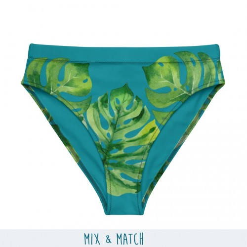 Monstera grün/petrol Recycelte High Waist Bikinihose » earlyfish