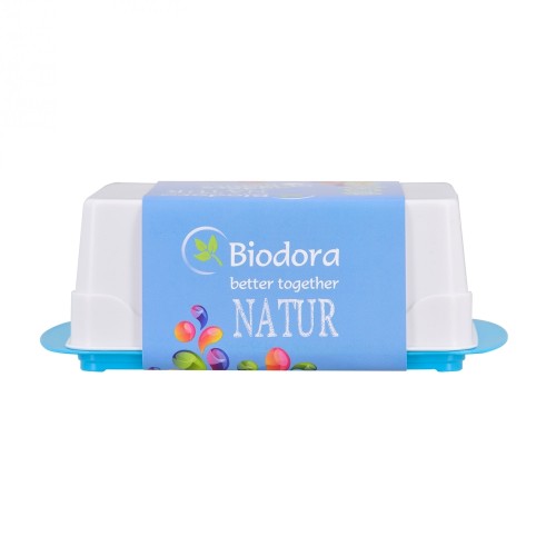 Biokunststoff Butterdose Türkis/Weiß » Biodora