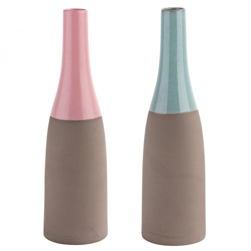 Zweifarbige Flaschenvase Uta aus Steinzeug » Blumenfisch