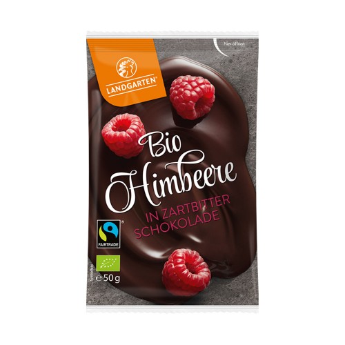 Bio Himbeere in Zartbitterschokolade - vegan | Landgarten
