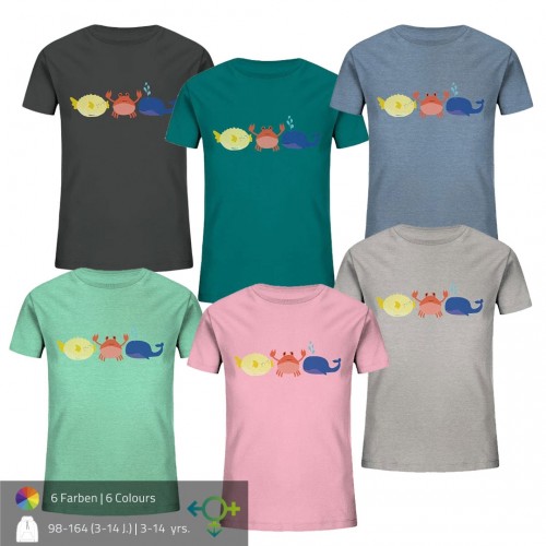 Kugelfisch-Krabbe-Wal Unisex Kinder Bio-Print-Shirt » earlyfish