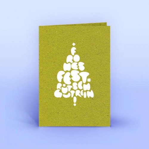 Öko Weihnachtskarte Wortwolke Weihnachtsbaum - Graspapier