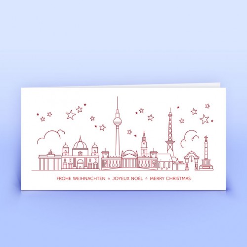 Öko Weihnachtskarte Berlin Skyline Rot » eco-cards