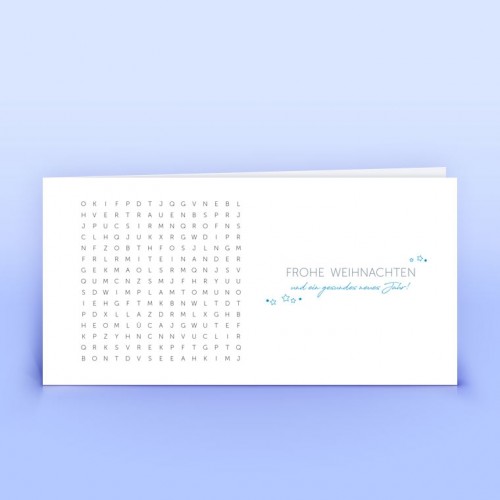 Öko Weihnachtskarte Worträtsel blaue Farbtöne » eco-cards