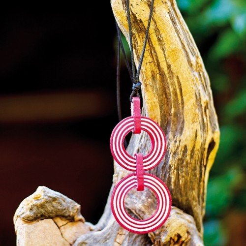 Fairtrade Halskette BIG CIRCLES Pink/Weiß » Sundara