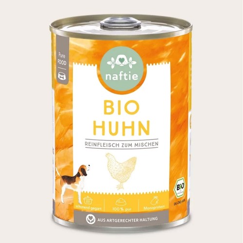 100% BIO-HUHN Hunde-Reinfleischdosen, Barf » naftie