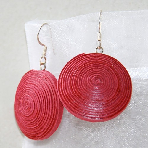 Ohrringe Ambikha aus recyceltem Baumwollpapier, Rot » Sundara