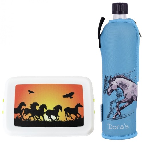 Pferd-Set Bioplastik Brotdose & Trinkflasche » Biodora