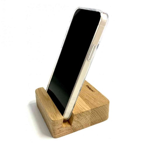 Holzpost Smartphone Halterung aus Eiche
