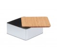 Quadratische Geschenkdose Weißblech mit Bambusdeckel 1450 ml » Tindobo