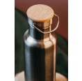 Wasserflasche aus Edelstahl, mit Bambusdeckel & Silikondichtung » Tindobo