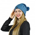 Damen Strickmütze aus Alpaka, blau meliert | AlpacaOne