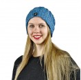 AlpacaOne Alpakamütze Marie für Damen, blau meliert