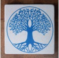Living Designs - Lebensbaum Travertin Untersetzer – Hellblau