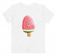 Kinder Bio-T-Shirt, weiß mit Meloneneis-Print » earlyfish