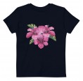 Mädchen Bio-T-Shirt, Navy mit Pink Flower-Print » earlyfish