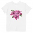 Mädchen Bio-T-Shirt, Weiß mit Pink Flower-Print » earlyfish