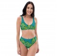 Recycelter High Waist Bikini für Damen - Monstera grün/petrol+ » earlyfish
