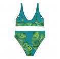 Monstera Recycelter High Waist Bikini grün/petrol - Rückseite » earlyfish
