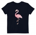 Dunkelblaues Bio T-Shirt für Mädchen mit Flamingo Print » earlyfish